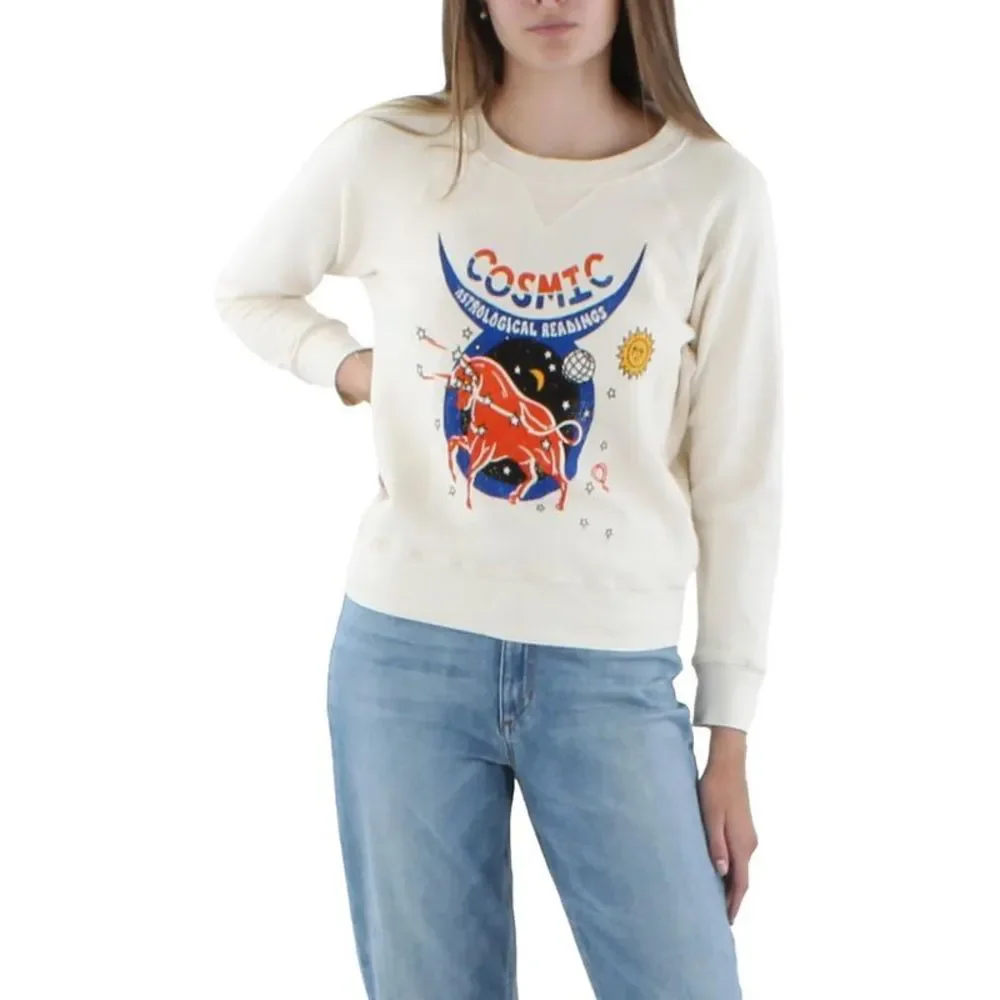 Mother Womens White Crewneck Knit Comfortable Sweatshirt Loungewear NWT